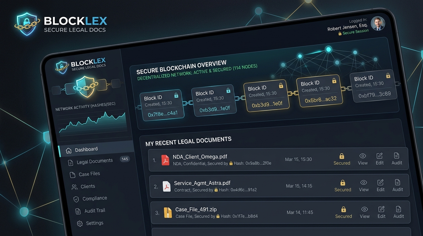 Blockchain Legal Records Management Secure network layout