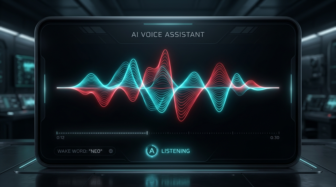 Real-Time Voice Assistant interface soundwave visualization